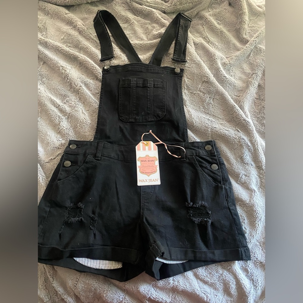 NWT!!! WAX BASIC DENIM JEANS - BLACK OVERALLS